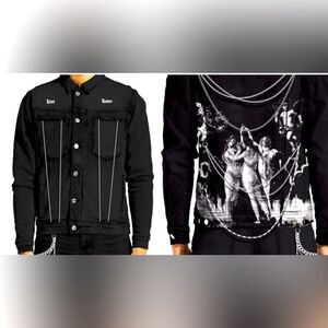 LIFTED ANCHORS CHAIN PRISONER BLACK DENIM JACKET 2X